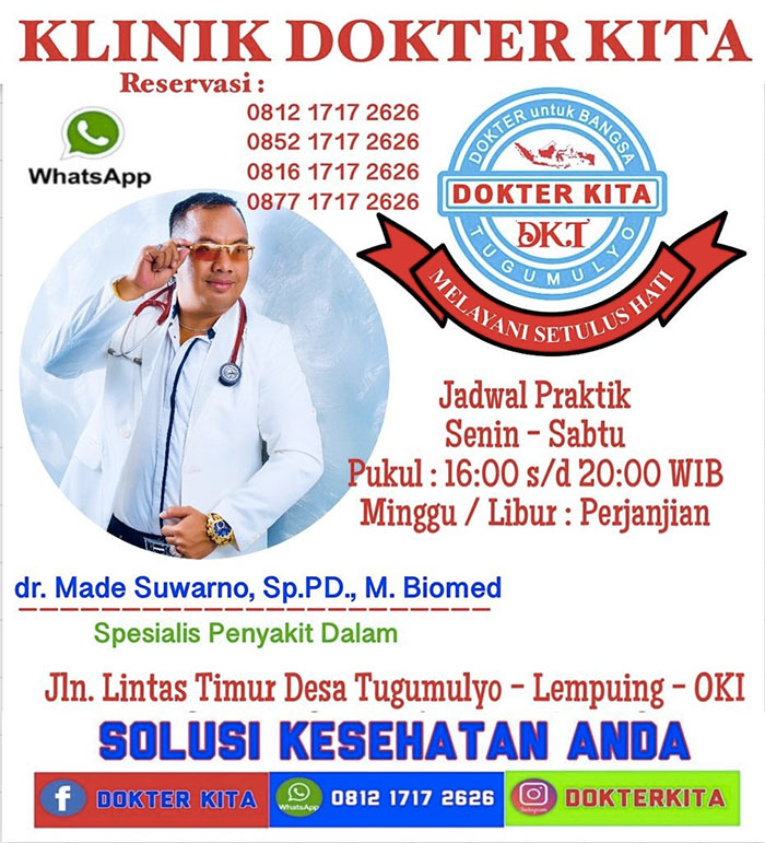 Dokter spesialis penyakit dalam di Lintas Timur Desa Tugumulyo, Lempuing, OKI Ogan Komering Ilir Sumatera Selatan